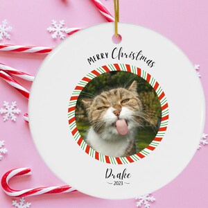 Personalized Cat Ornament with Photo & Name, Custom Pet Ornament, Custom Cat Christmas Ornament, Gift for Pet Lovers, Custom Dog Ornament