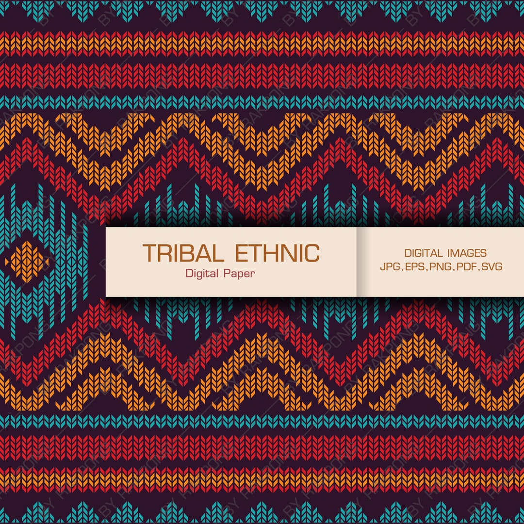 Ethnic Tribal Aztec Digital Paper Horizontal Seamless Pattern Vector ...