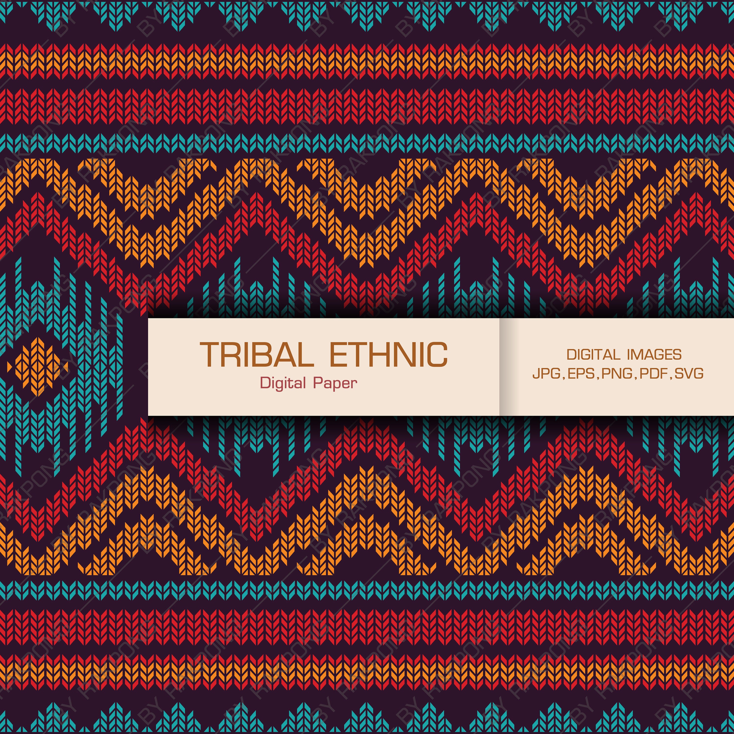 Ethnic Tribal Aztec Digital Paper Horizontal Seamless Pattern Vector ...
