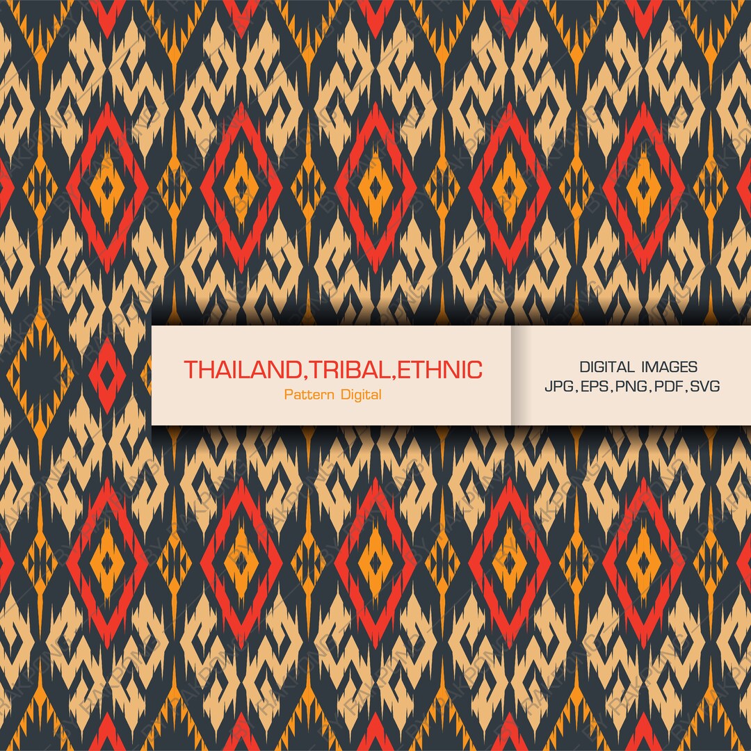 Thailand Ethnic Tribal Aztec Digital Paper Horizontal Seamless Pattern ...