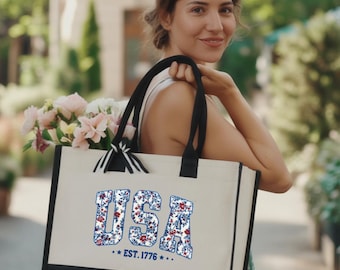 Usa Tote Bag for Women, United American Est 1776 Bags, Daily