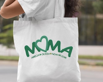 Personalized Mama Tote Bag, Cotton Shopping Bag, Mother's Day