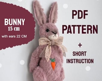 Bunny sewing PDF pattern, teddy toy jointed pattern, rabbit pdf sewing - INSTANT DOWNLOAD