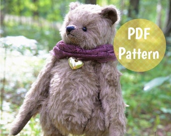 Stuffed teddy bear sewing ONLY pattern pdf, pattern for bear sewing, 35 cm bear -  WITHOUT step by step guide