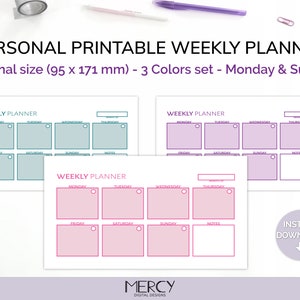 Personal Weekly Planner Printable, Personal Size Weekly Organizer ...