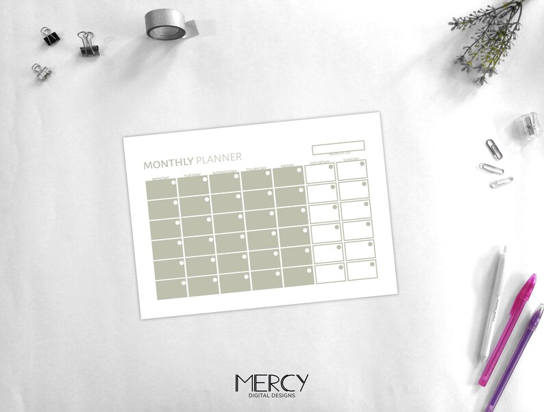 A6 Monthly Planner Printable, A6 Undated Calendar - Etsy