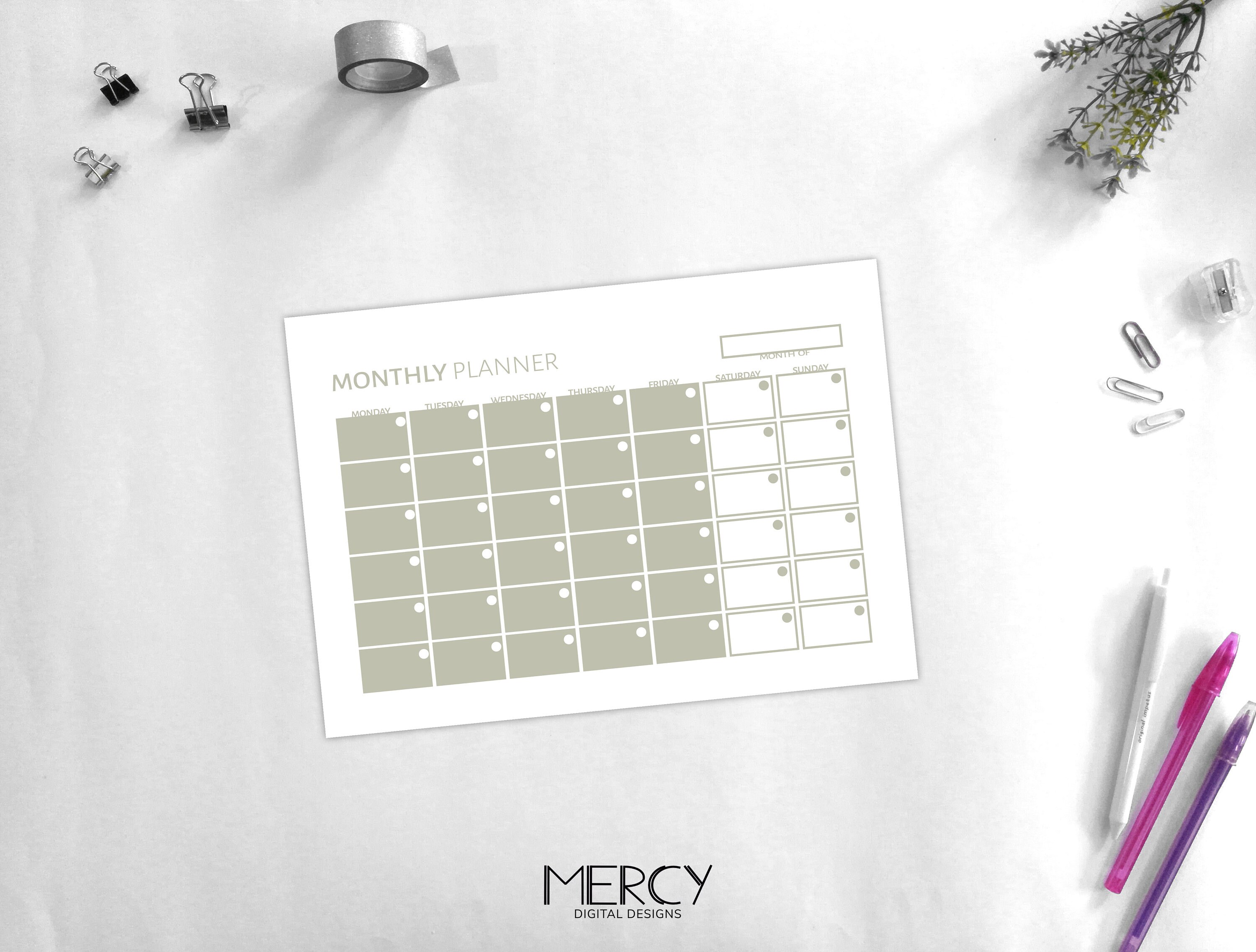 A6 Monthly Planner Printable, A6 Undated Calendar - Etsy