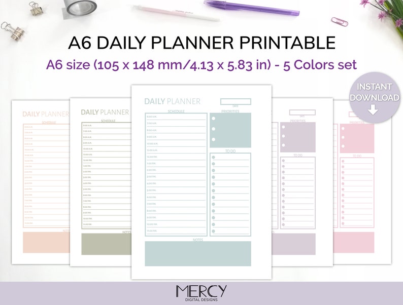 A6 Daily Planner Printable, Daily Schedule, Daily to Do List - Etsy