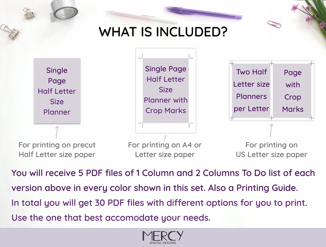 Half Letter to Do List Printable, Task List Set, Pastel - Etsy