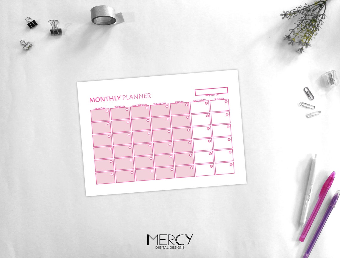 A6 Monthly Planner Printable, Monthly Calendar - Etsy