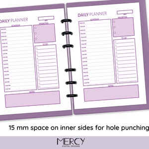 A6 Daily Planner Printable, Daily Hourly Planner, Day on One Page - Etsy