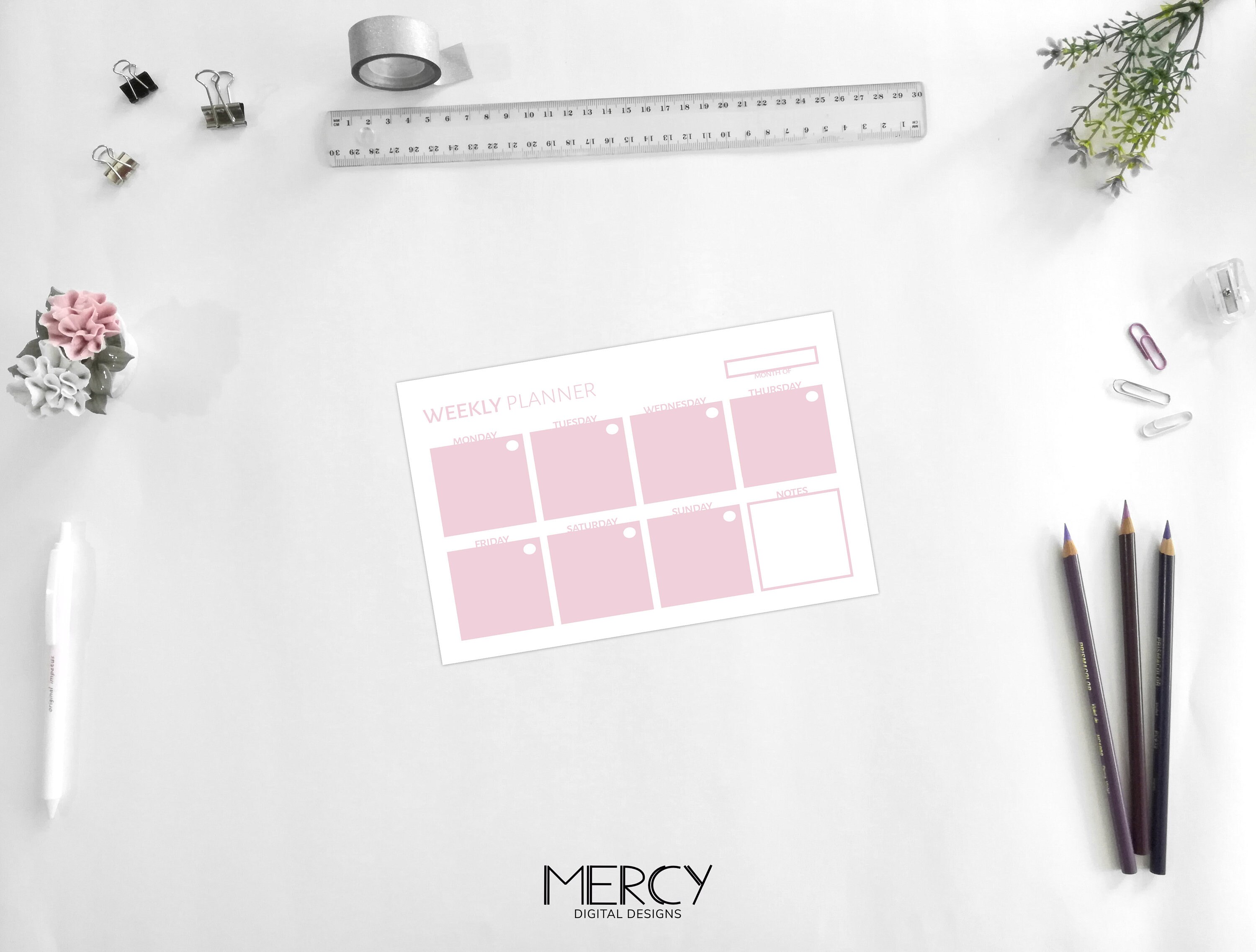Half Letter Weekly Planner Printable, Pastel Planner - Etsy