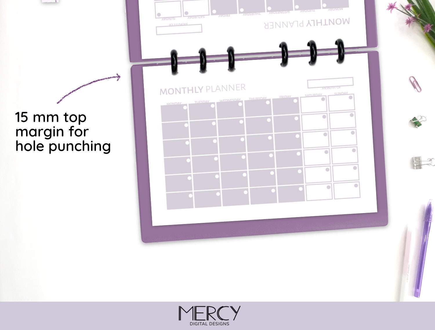 a6-monthly-planner-printable-a6-undated-calendar-etsy-uk