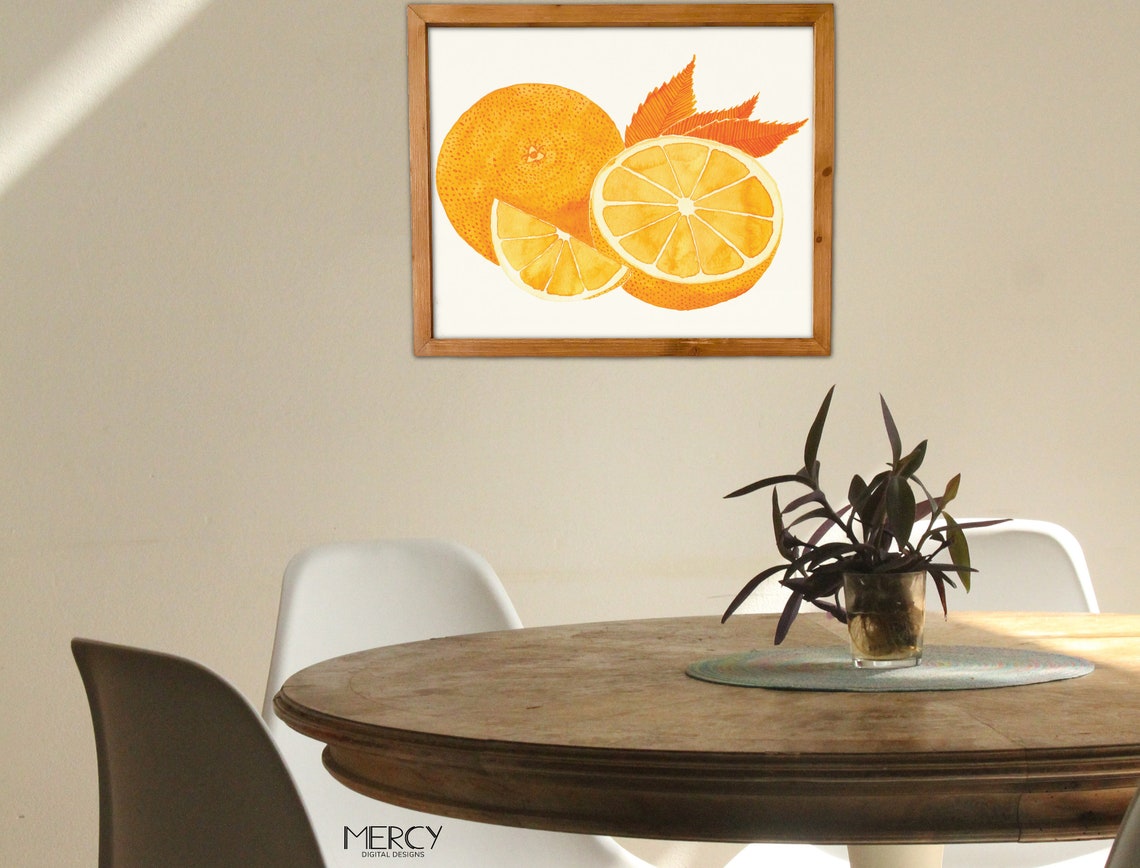 Watercolor Orange Fruit Wall Art Printable Orange Digital Art Etsy