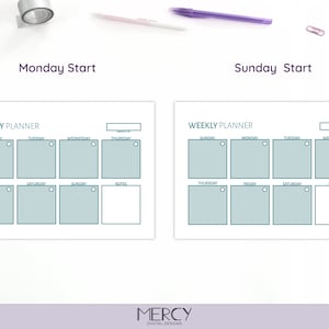 A6 Weekly Planner Printable, Week on One Page, Landscape, Monday and ...