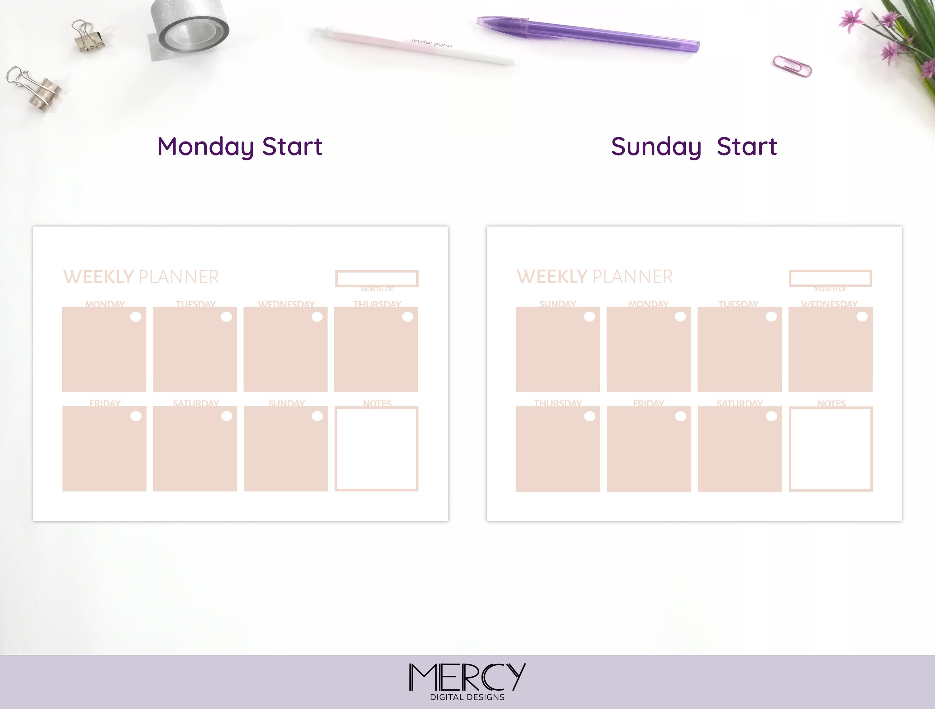 A6 Weekly Planner Printable Week on One Page - Etsy