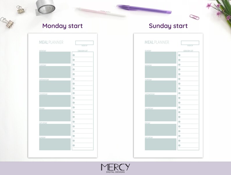 Personal Meal Planner Printable Insert Personal Size Weekly - Etsy