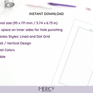 Personal Notes Insert Printable, Lined Notes Page, Dot Grid Notes Paper ...