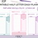 Half Letter Daily Planner Printable, Day on One Page, Daily Schedule ...