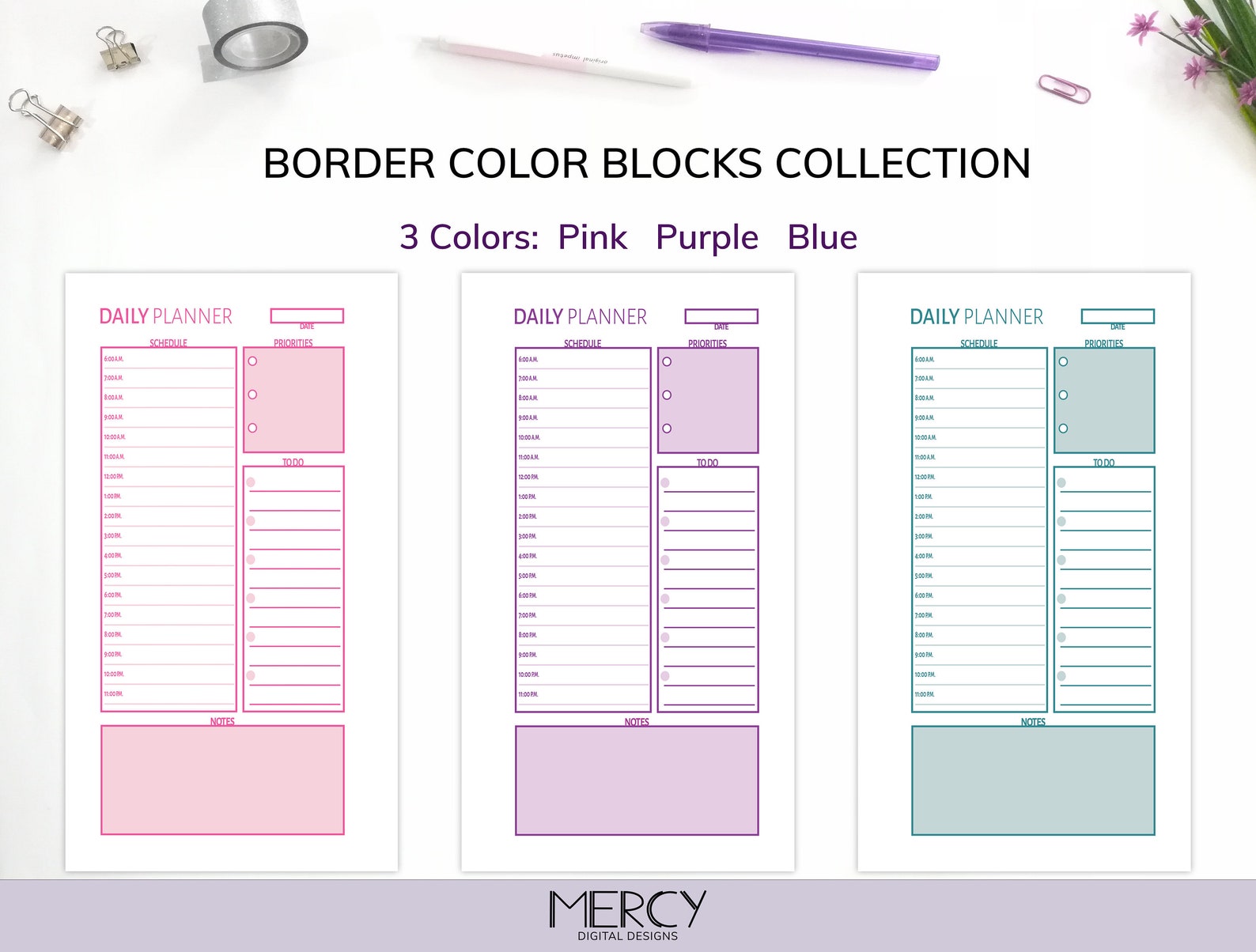 Personal Size Daily Planner Printable, Personal Size Planner Inserts