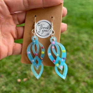 Blue resin earrings