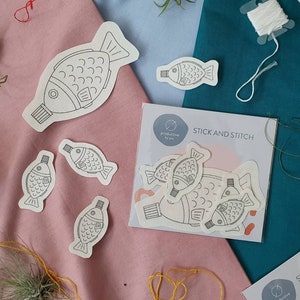 Stick and Stitch Soy Sauce Fish | Water Soluble Patches for Embroidery / Needlpoint Fiber Art