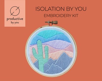 isolation by you | Embroidery Kit of cactus in the sunset (Social Distancing activity)