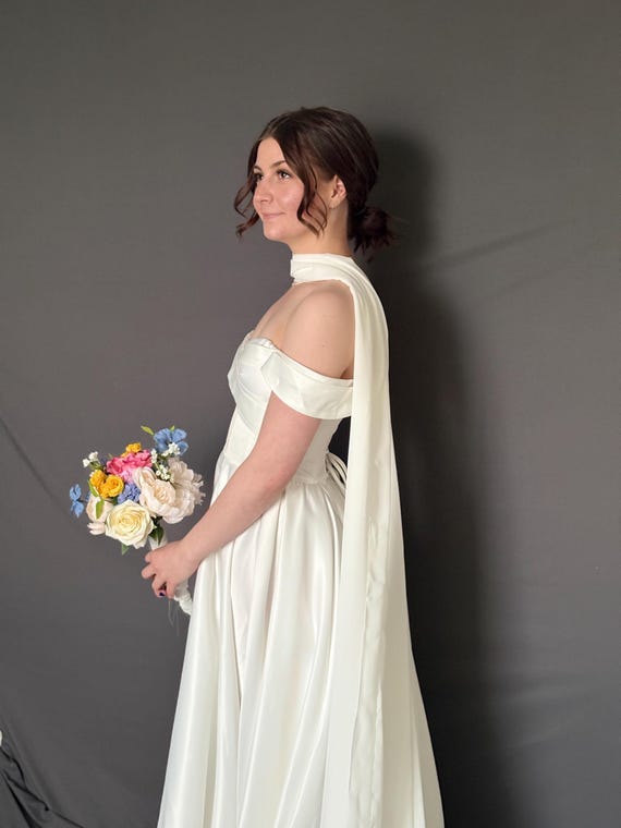 Luxury Chiffon Bridal Scarf|Bridal Chiffon Wedding Scarf|Minimalist Chiffon Scarf|Flowy Soft Chiffon Wedding Shawl|Long Off-White Scarf