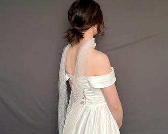 Gepunkteter Brautschal|Braut Tüll Haarschal|Vintage polka dot Schal|Eleganter Brautschal|Romantischer Tüllschal für die Braut