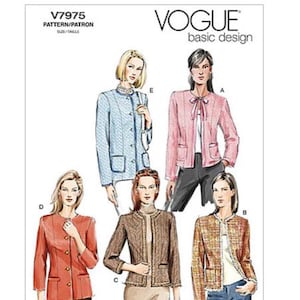 Vogue V7975 New Sewing Pattern Jacket or Cardigan ~ 5x Classic styles, Princess Seams, 2 part sleeve ~ Sizes 6-22