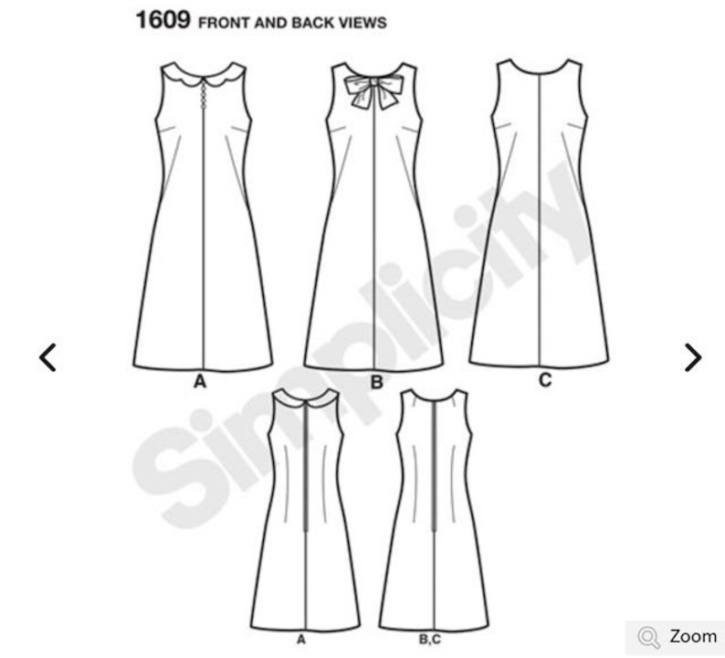Simple to Sew Collar Simplicity 1609 New Jiffy Mini Shift Dress Sewing Pattern~ Modern 1960s Vintage A-line Shift All Sizes Bow