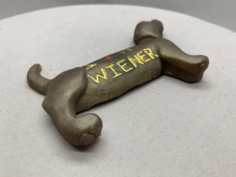 I Love My Wiener Daushund Figurine in Otter-Brown