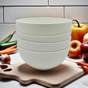 Set of 4 Lightweight Bone China Fruit Bowls, Snack Bowls, Side Dishes, Ice Cream bowls- 10oz, 4.5&quot; Diameter