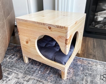 Cat House Playhouse Side Table Solid Wood