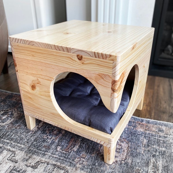 Cat House Playhouse Side Table Solid Wood