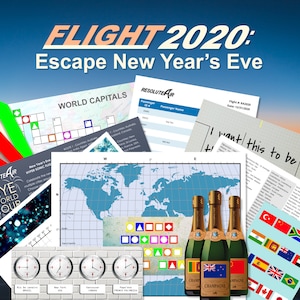 Escape Room Game | Printable DIY Party Kit | Flight 2020: Escape New Year&#39;s Eve