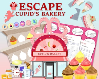 Escape Room Game | Printable Family Fun Activity | DIY Escape Adventure | Escape Cupid's Bakery