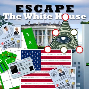Escape Room Game | Printable Adult DIY Escape Game | USA Escape Puzzle Game Kit | Escape the White House