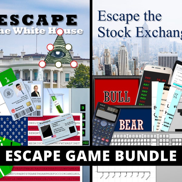 Escape Game Bundle | 2-Pack Printable Escape Room | Escape the White House and Escape the Stock Exchange