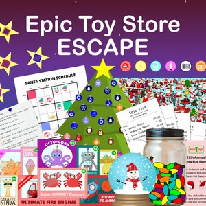 Escape Room Game Printable |Christmas Family Adventure Puzzle Game | Kids DIY Escape Game Activity | Xmas Epic Toy Store Escape
