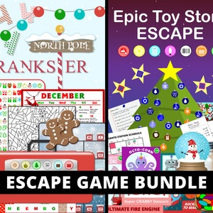 Escape Game Bundle | 2-Pack Christmas Printable Escape Room | North Pole Prankster and Epic Toy Store Escape