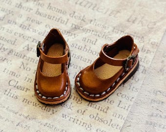 Vintage Leather Blythe Doll Shoes, Handmade, Ob22/Ob24