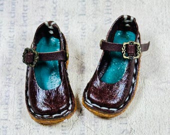 Vintage Style Blythe Puppenschuhe, handgefertigtes Leder, passend für Ob24