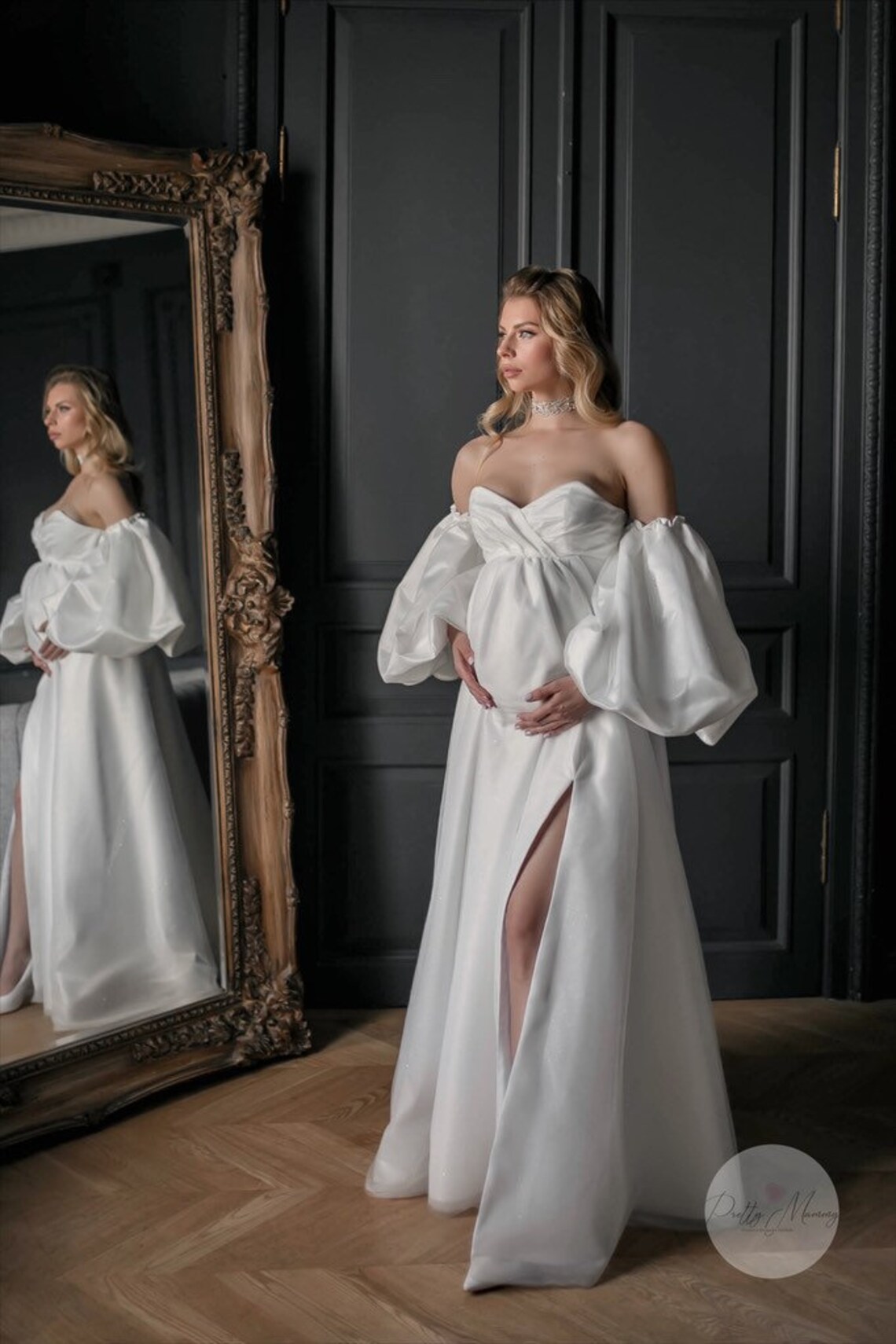 Long white maternity dress Dolce for photoshoot pregnancy Etsy