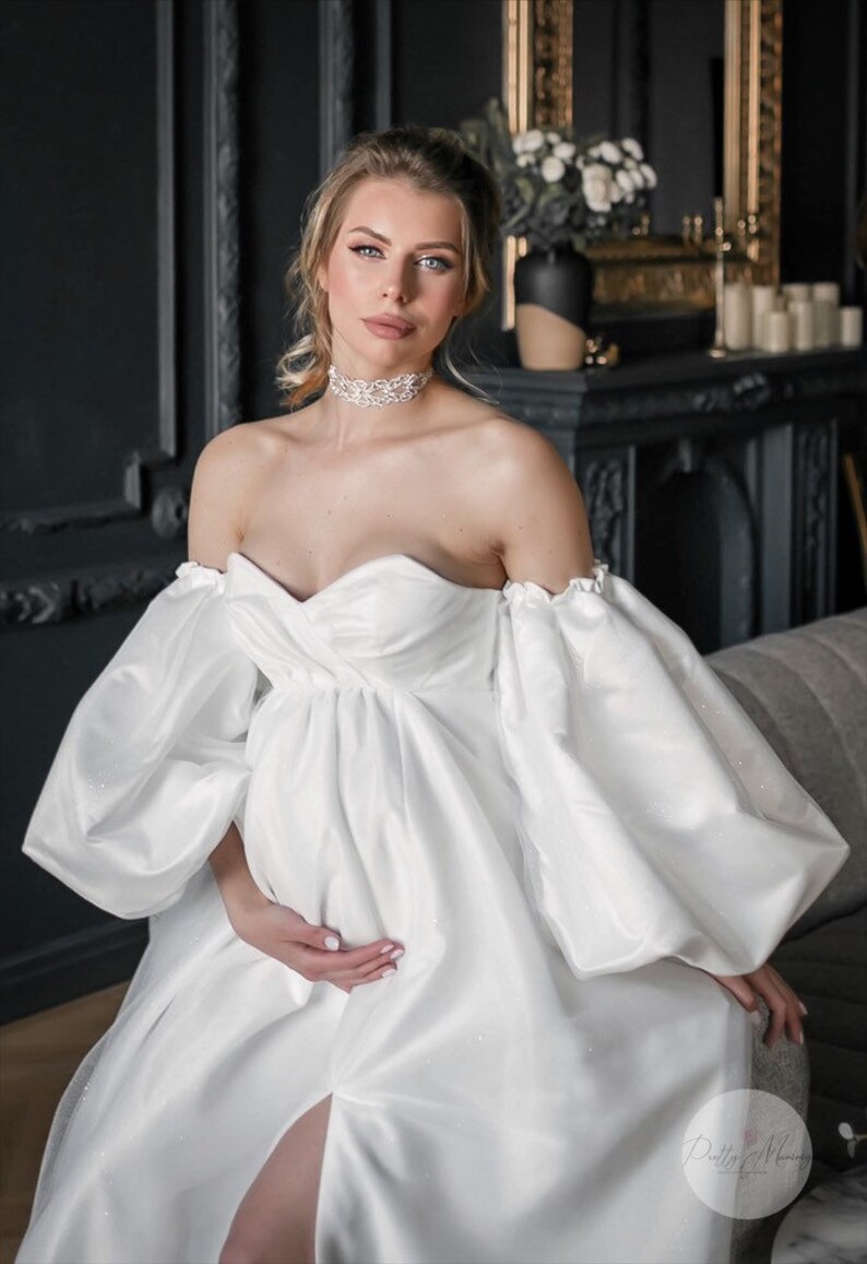 Long white maternity dress Dolce for photoshoot pregnancy Etsy