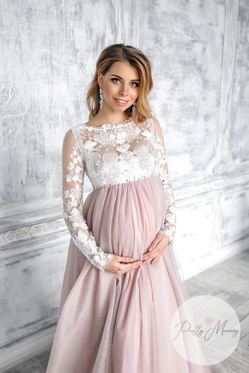 Long maternity dress Melaniya for photo shoot and baby | Etsy