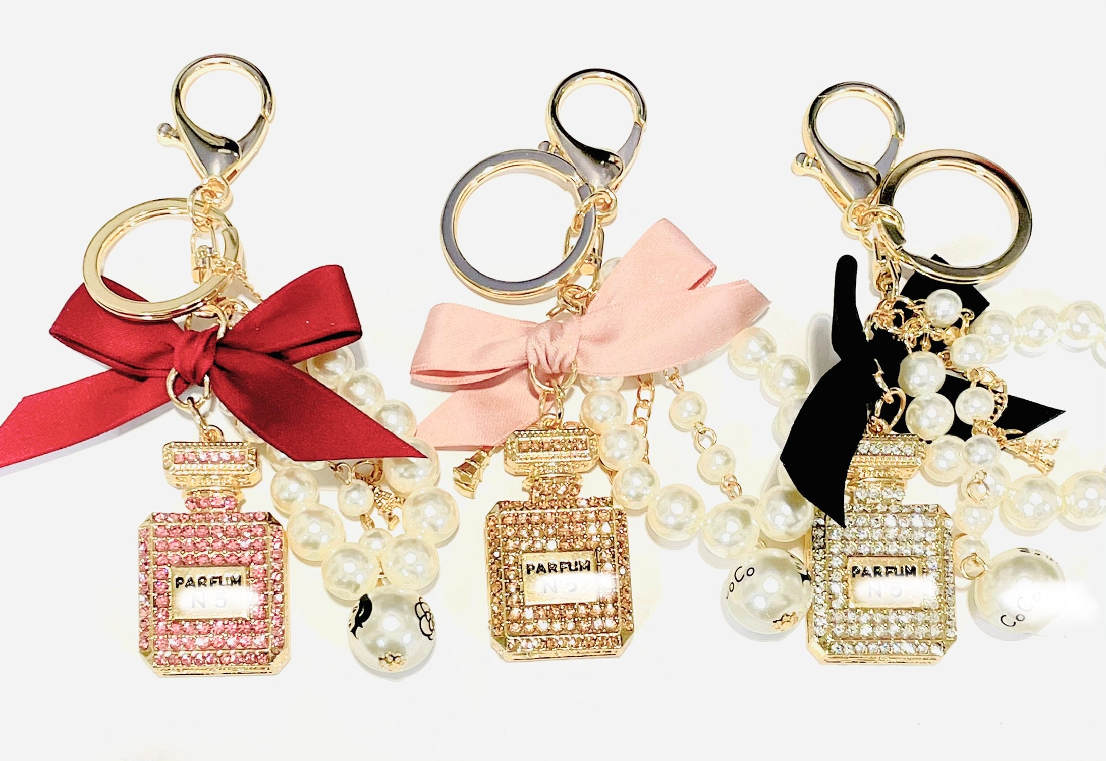 Pearl and rhinestone luxury keychain Etsy