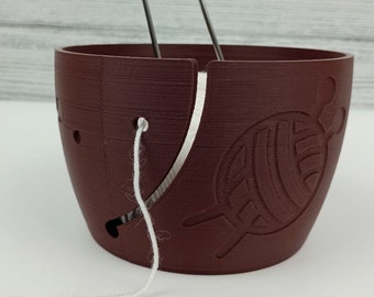 3D Printed Yarn Bowl: Brown PLA Knitting Bowl