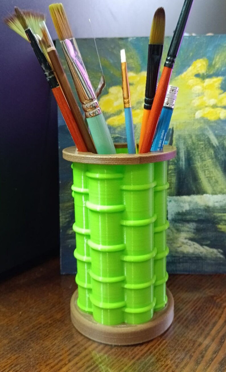 Handcrafted Bamboo Pen and Pencil Holder - Eco-friendly Desk Organizer ...
