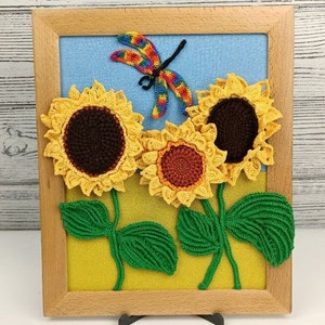 Handmade Crochet Sunflower Art | Nature-Inspired Wall Decor